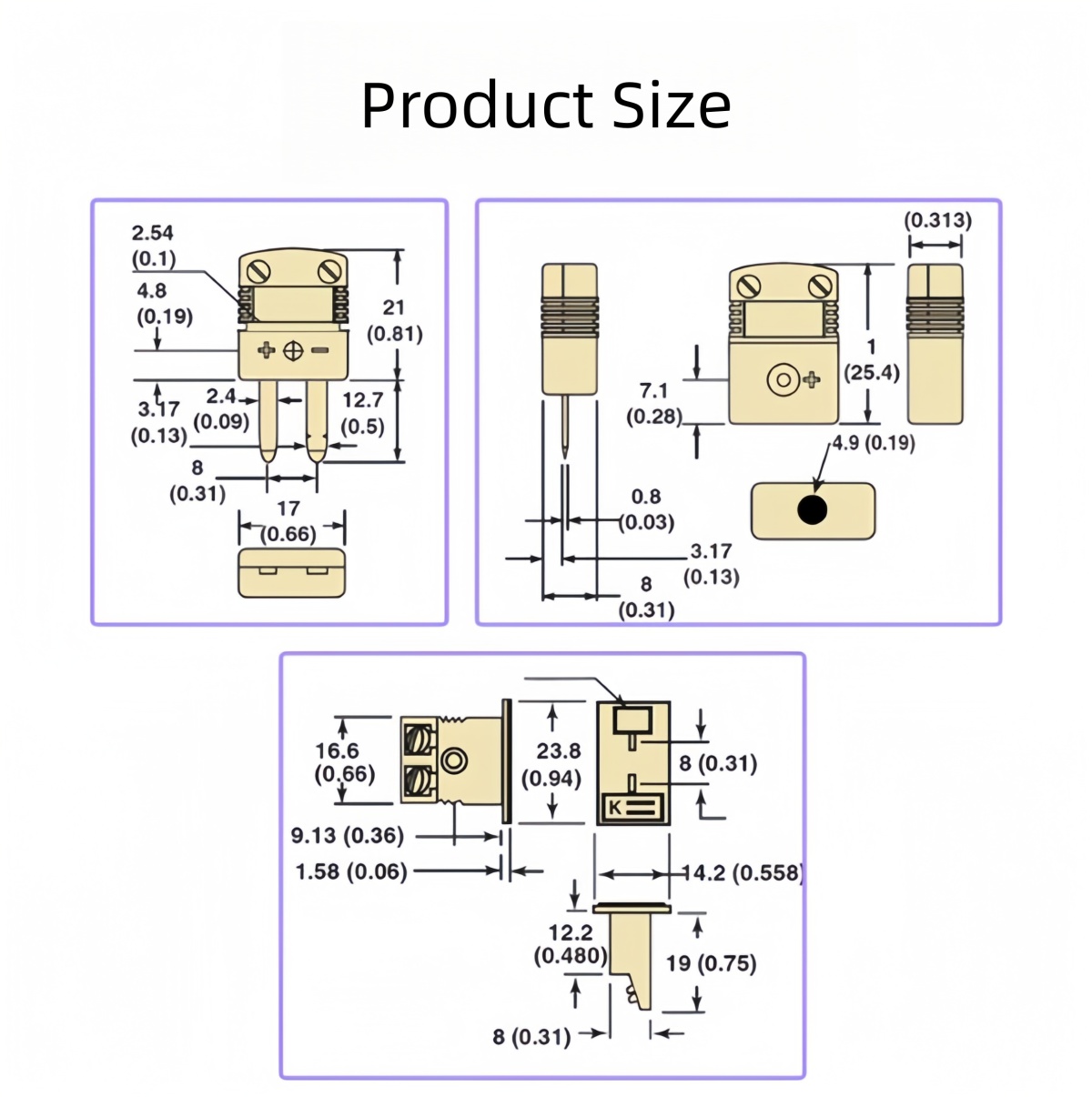 Industrial K-type Connector Male and Female Thermocouple Plug Socket SMPW/HMPW-K/T/J/E/N/U/R/S-M/F Thermocouple Plug - Imagine 5