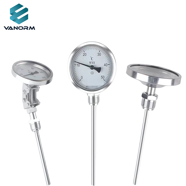 Wss311/411 Bimetall-Thermometer, Edelstahl-Kesselrohr, industrielles Temperaturmessgerät, axial, universell, radial
