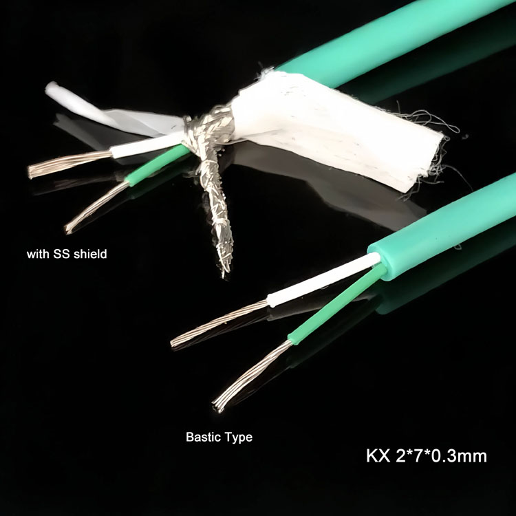 K Type KX 2*7*0.2mm Thermocouple Extension Compensation Wire Silicon Rubber Cable Green White Cable K Type Thermocouple - Imagen 3