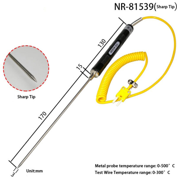 85139  k S R B Sharp Tip K Type Thermocouple Temperature Sensor Probe Handheld Sheath for Temperature Measurement K/E/N/T/J