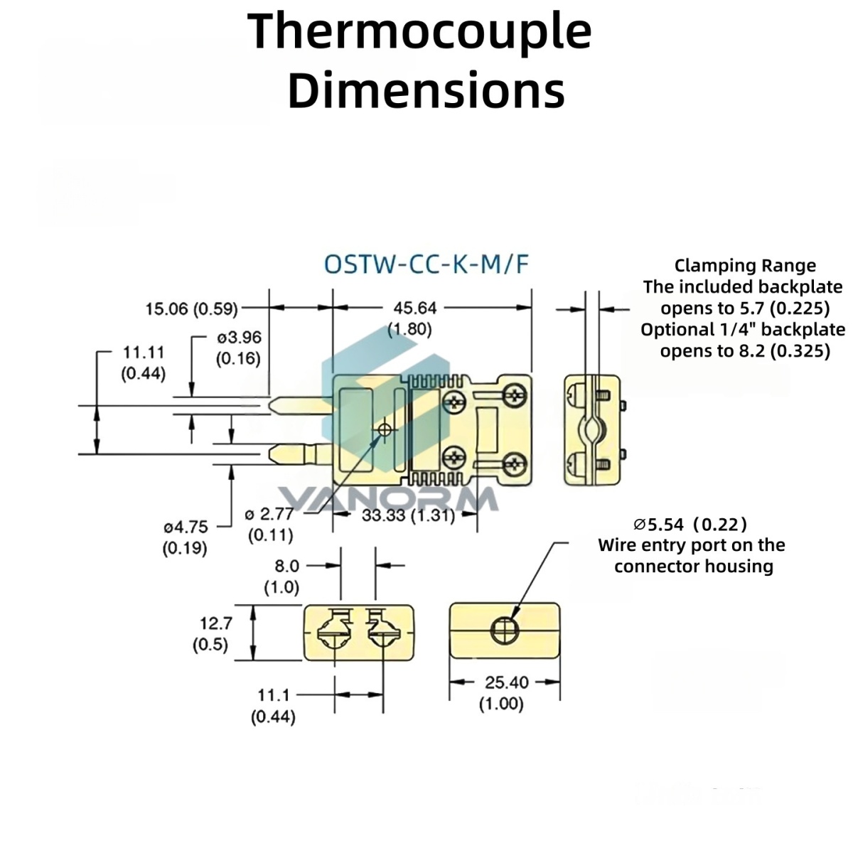 OSTW-CC Series Thermocouple Type K/T/J/E/C/N/U/R/S Connector Plastic Pair Plug With High Temperature Material - Image 3