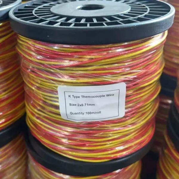600C High Temp Glassfiber Insulated KX Thermocouple Wire 0.711mm Yellow Red Type K Extension PWHT Accessories OEM Hoterwill