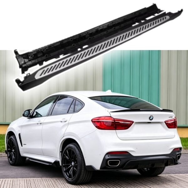 Black 2PCS Side Step Running Board Nerf Bars Custom Fit X6 F16 2015-2019 Vehicle Exterior Retrofit & Upgrade Parts