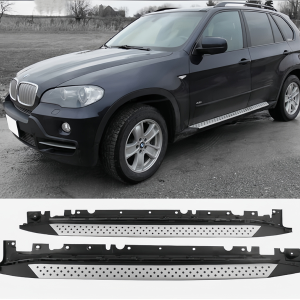 Black and Silver Pari Running Boards Side Steps Aluminum Replacement for BMW X5 E70 2006 到 2013