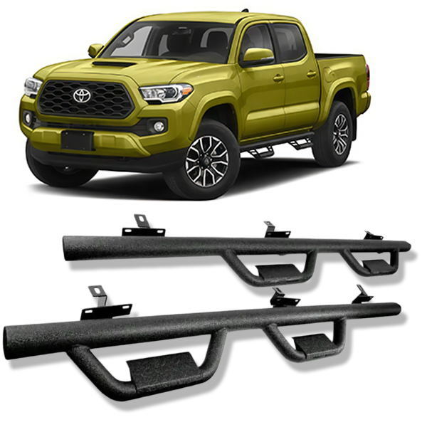Side Step Running Boards Replacement for 2005-2023 Toyata Tacoma Crew 6" Black Textured Steel Armor Side Step Bar
