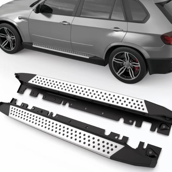 Black and Silver Pari Running Boards Side Steps Aluminum Replacement for BMW X5 E70  2006 到 2013