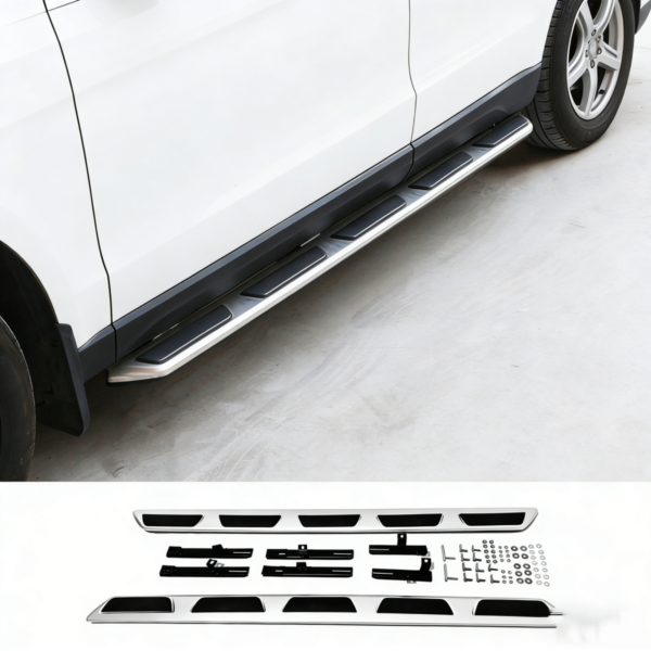 Black Door Side Steps Running Boards for Audi Q7 2006-2015 Retrofit/Upgrade with Installation Bracket