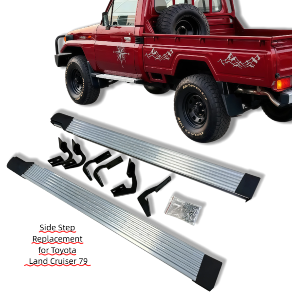 Aluminum CAR Side Pedals Side Step for Toyota Land Cruiser 79 Single Side Cab 2 Doors  Lightweight Car Step Material