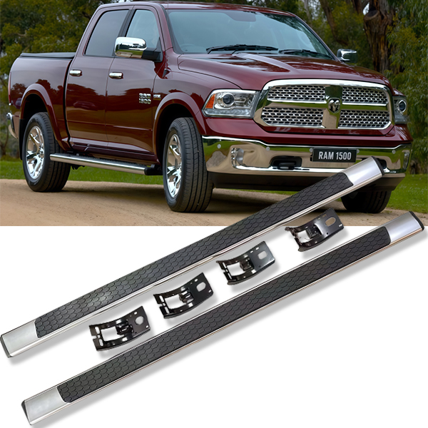 AU Version Silver/Black Side Step Running Board Fit for Ram Trucks 1500 Crew Cab 2009-2025  Automobile Parts