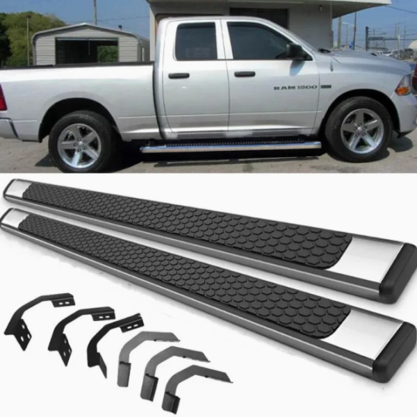 Fit for for 1500 Crew Cab 2009-2025 Silver/Black Side Step Running Board-Retrofit/Upgrade