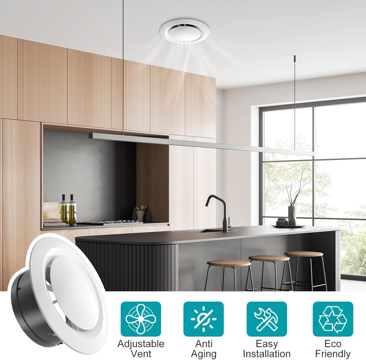 Modern White ABS Plastic Air Conditioning Vent Cover for Outdoor Office Basement Rounded Fresh Air System Exhaust HVAC Systems - Imagen 5